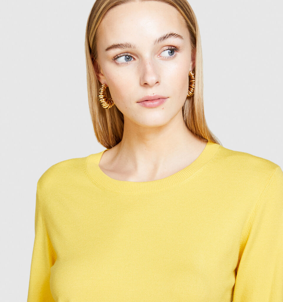Solid colored sweater - women's crew neck sweaters - Yellow | Sisley image number 5